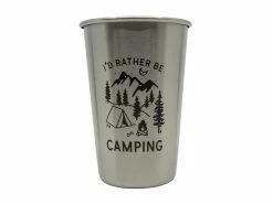 Magic Pine Outfitters I'd Rather Be Camping Stainless Steel Pint Cup